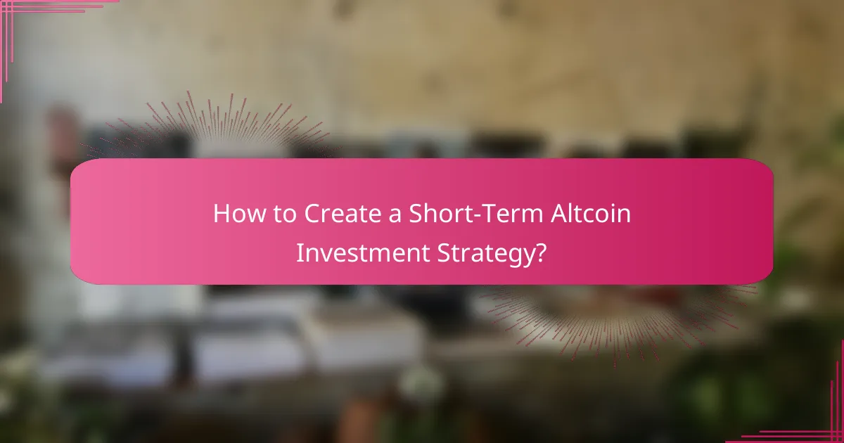 How to Create a Short-Term Altcoin Investment Strategy?