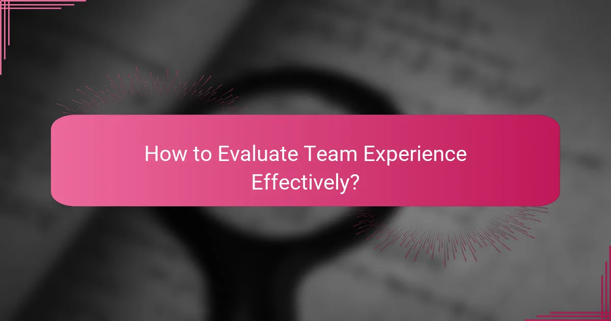 How to Evaluate Team Experience Effectively?
